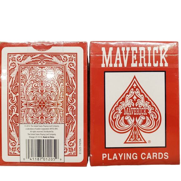 Maverick Playing Cards Red Plastic Coated NEW 2 Decks 2010 - Picture 7 of 7